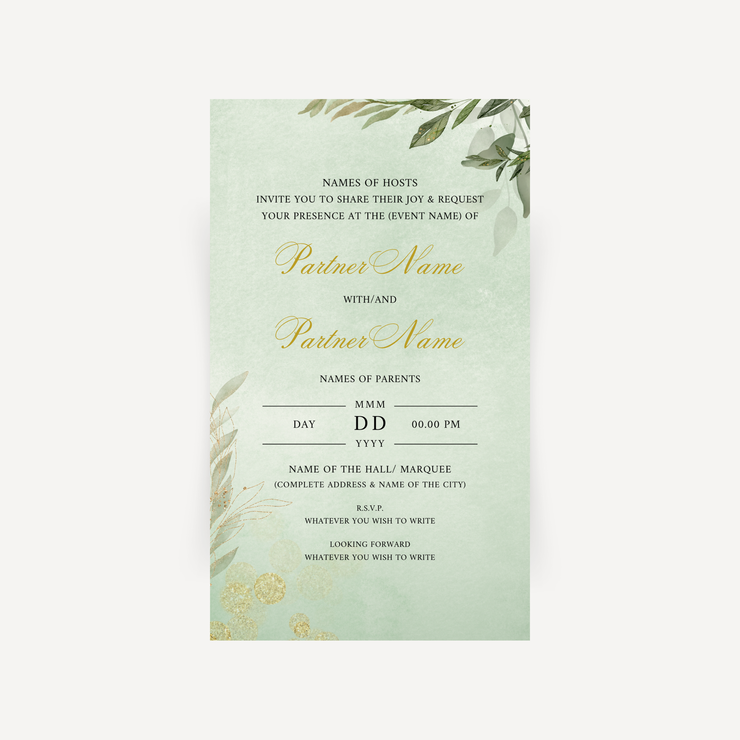 E-invite - Porcelain Terraces (Mint Green)