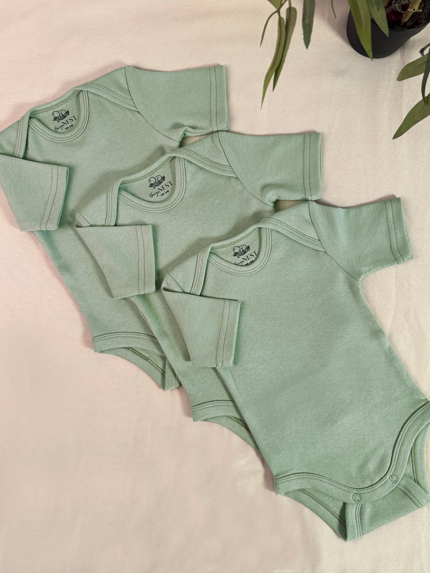 Baby Bodysuits - Half Sleeves (Green)