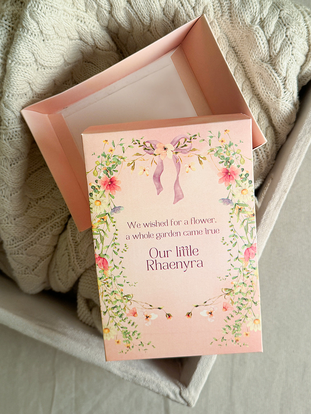 Birth Announcement Box - Floral Dreams (2"x4.5"x 6.5")