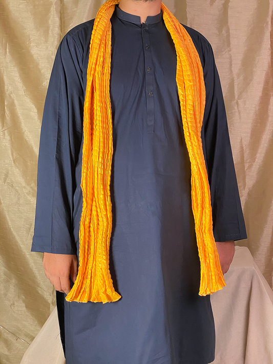 Yellow Pleated Mehndi Dupatta