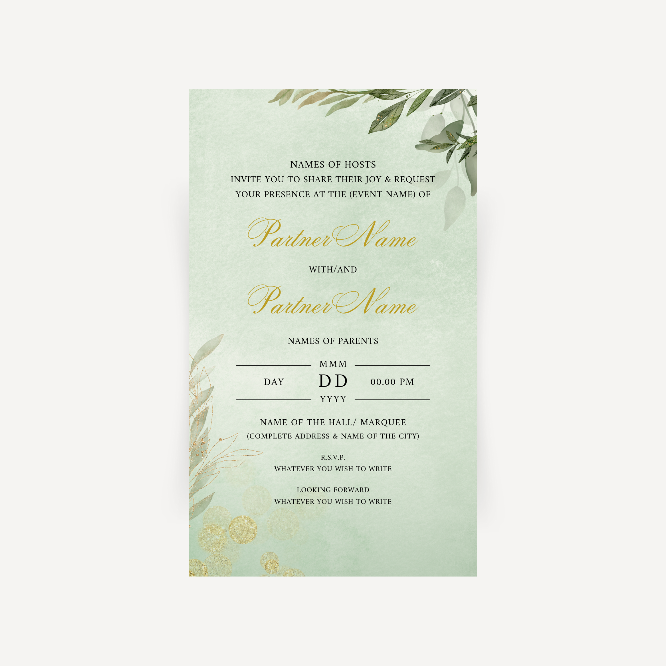 E-invite - Porcelain Terraces (Mint Green)