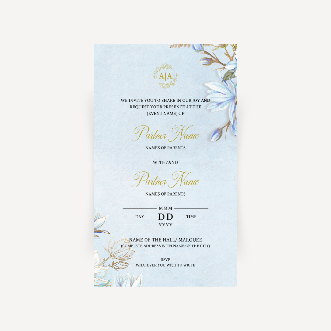 E-invite - Porcelain Terraces (Soft Blue)