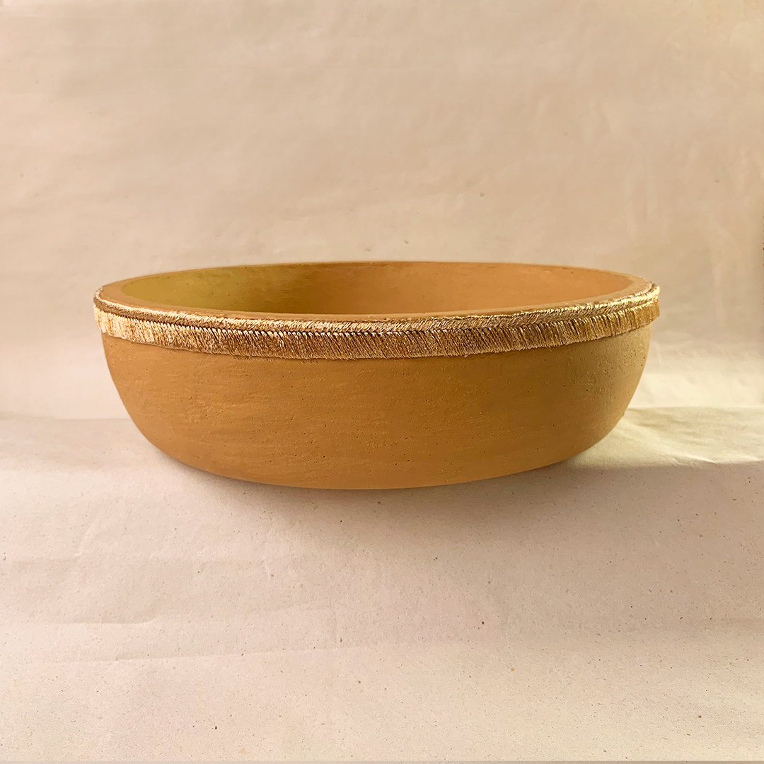 Muted Gold Large Bowl 8"