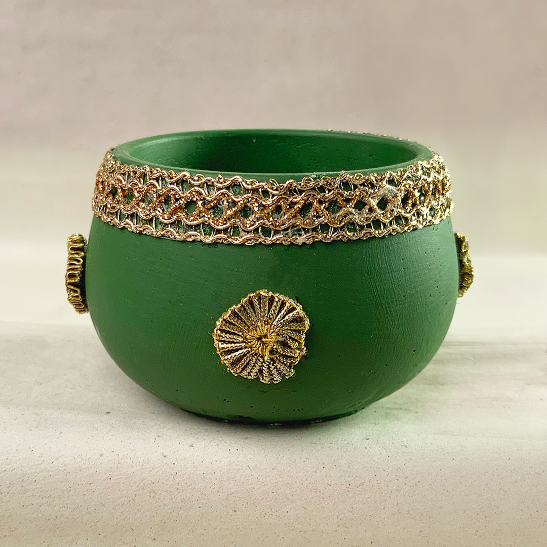 Small Mehndi Container - Emerald Green