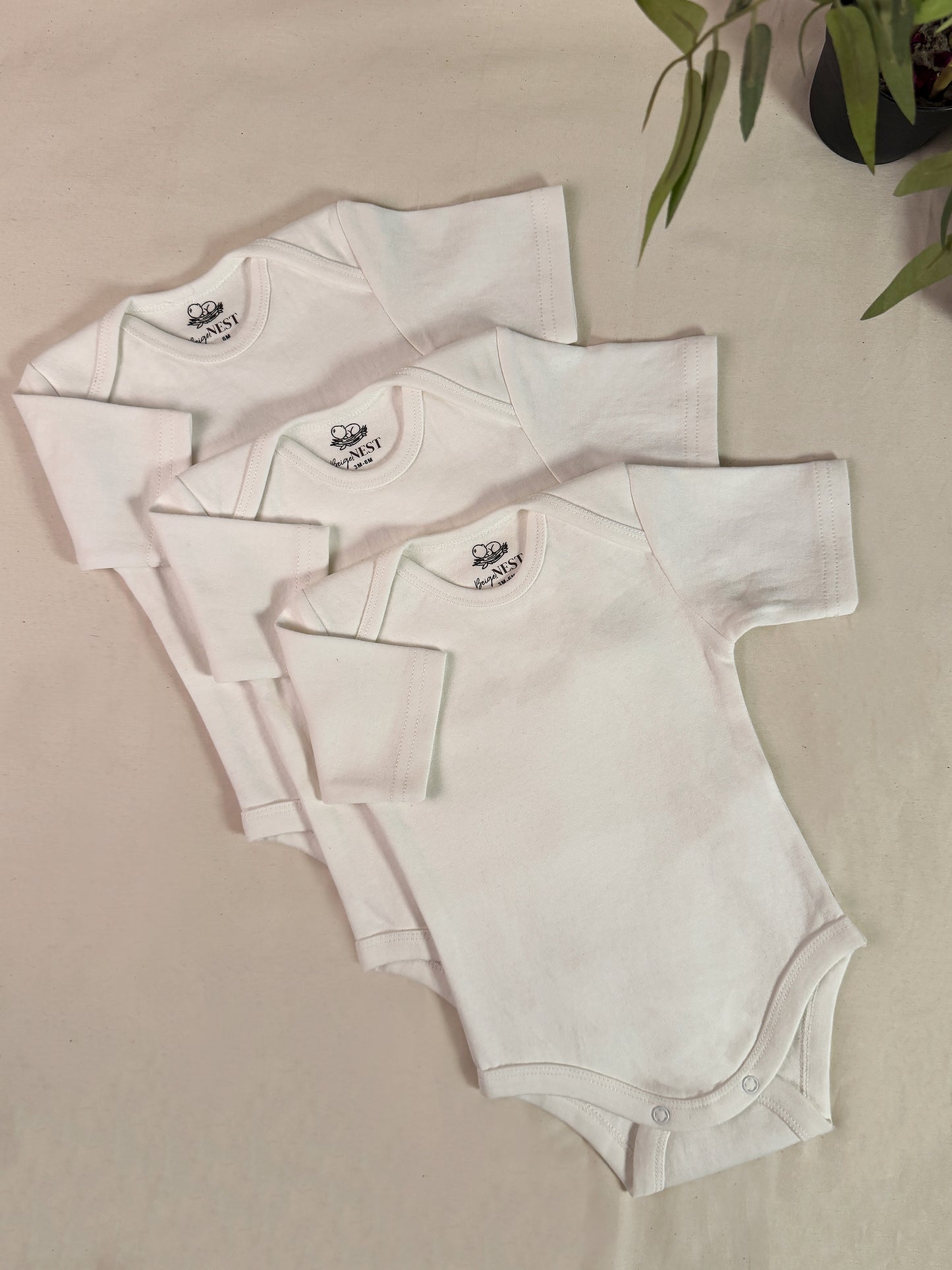 Baby Bodysuits - Half Sleeves (White)