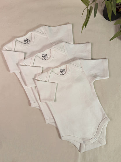 Baby Bodysuits - Half Sleeves (White)