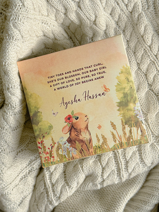 Birth Announcement Box - Meadow Tales (1.75"x4.5"x 4.5")