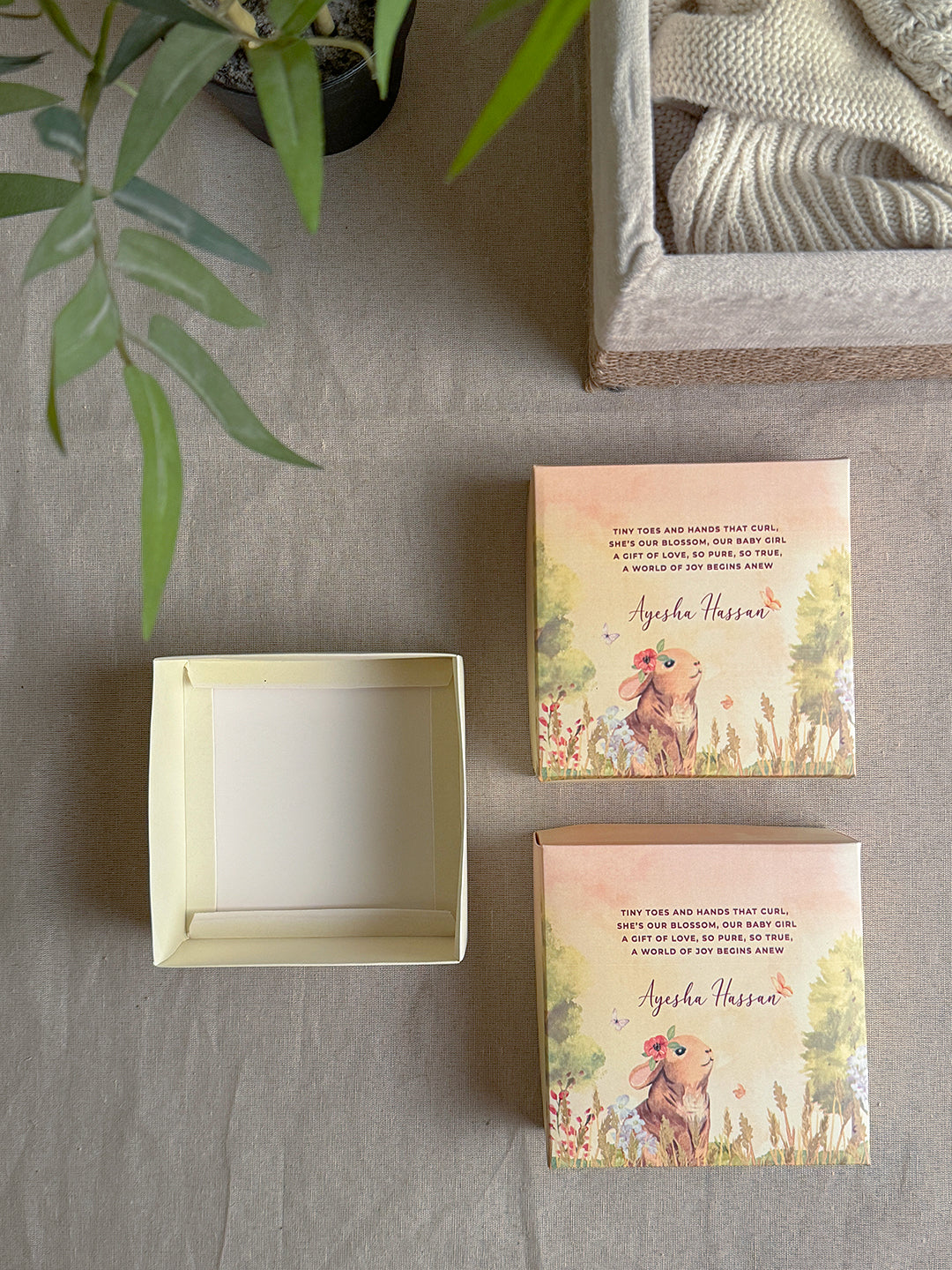 Birth Announcement Box - Meadow Tales (1.75"x4.5"x 4.5")