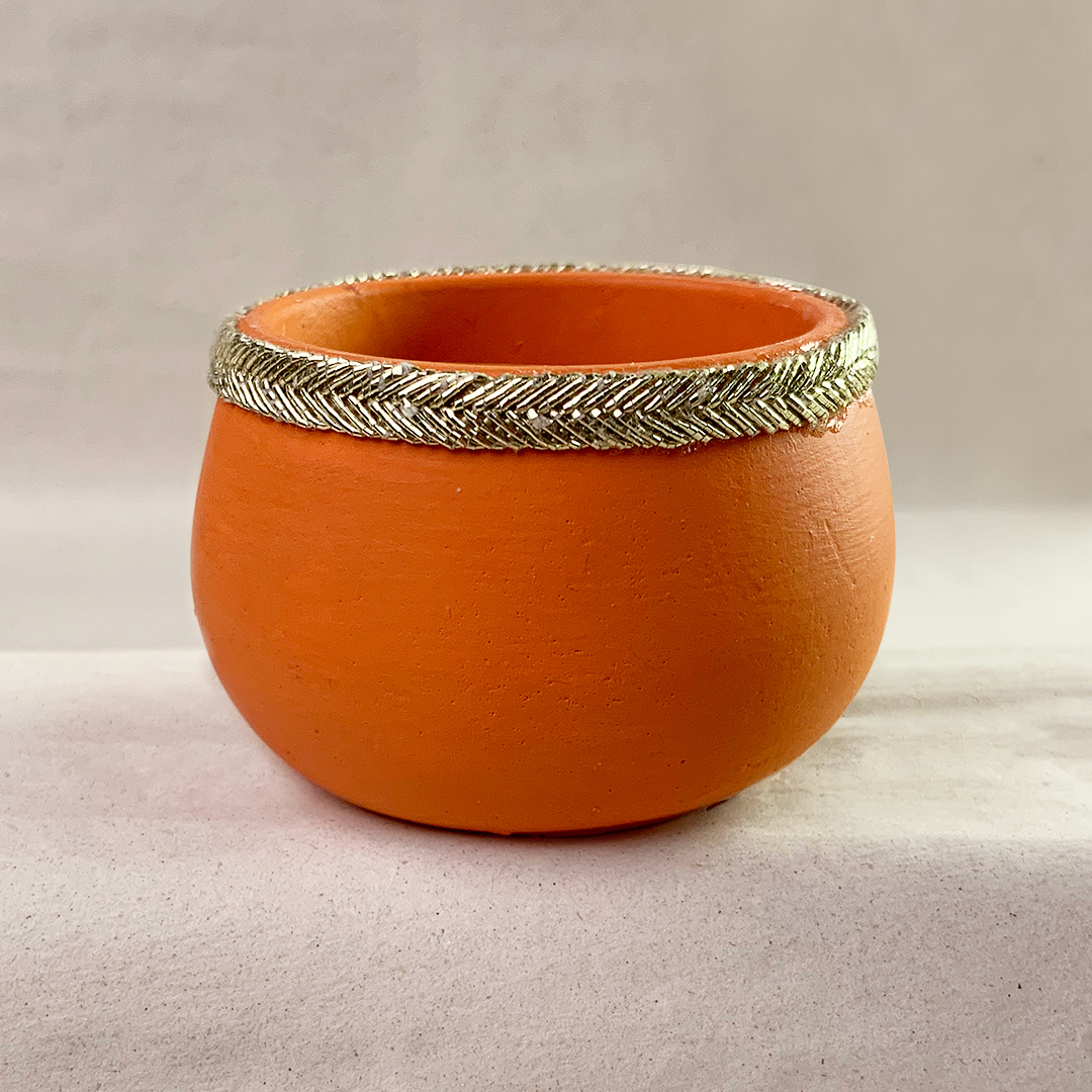 Small Mehndi Container - Tangerine Orange