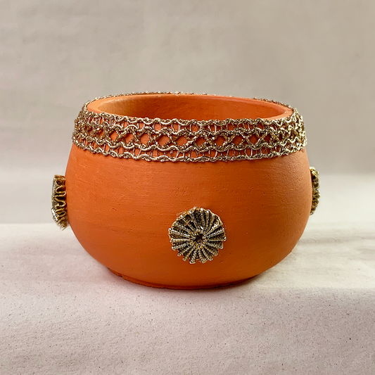 Small Mehndi Container - Tangerine Orange