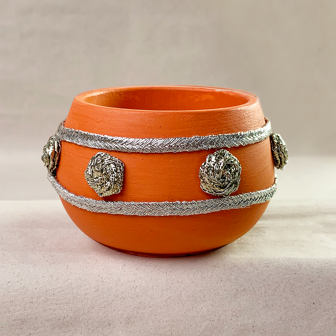 Small Mehndi Container - Tangerine Orange