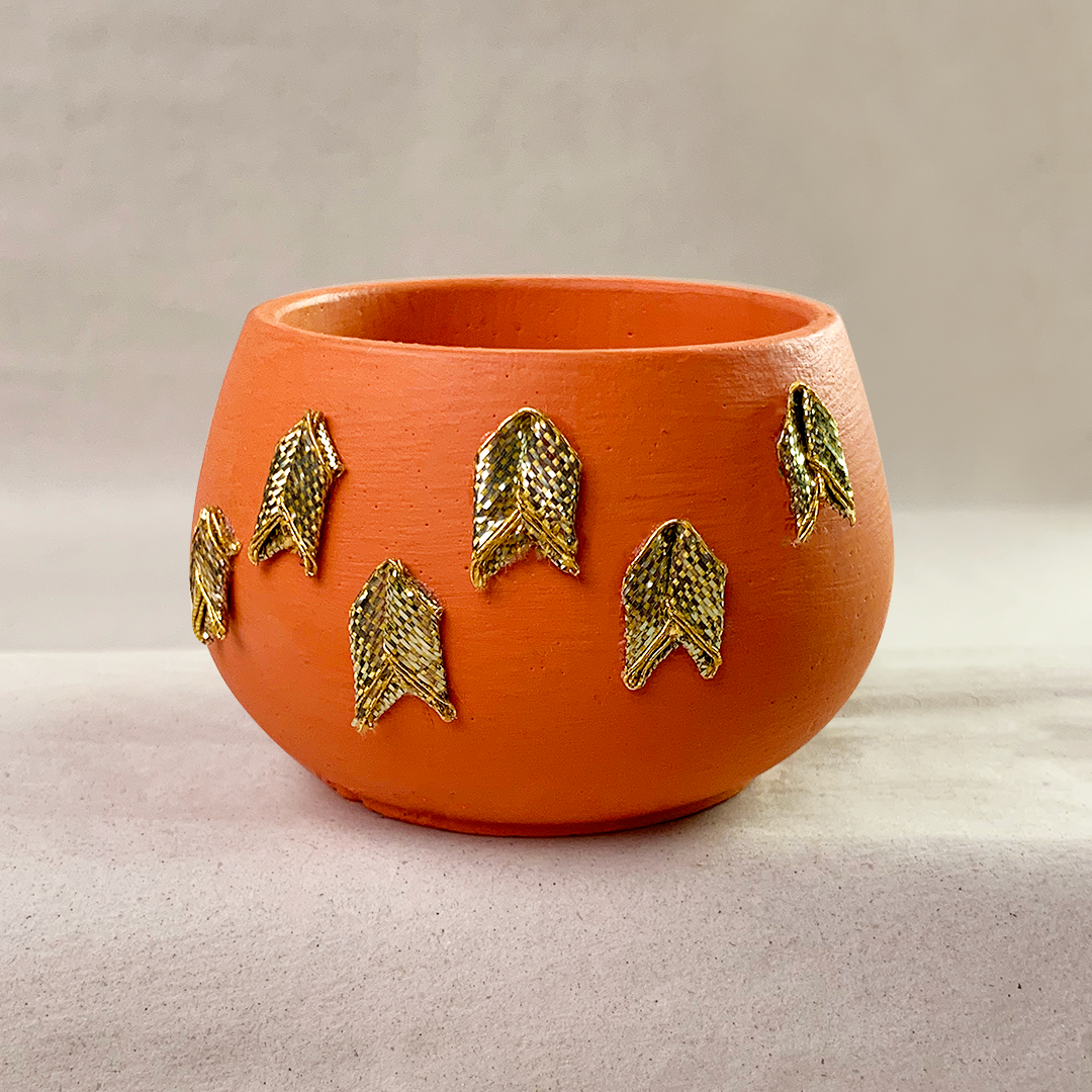 Small Mehndi Container - Tangerine Orange