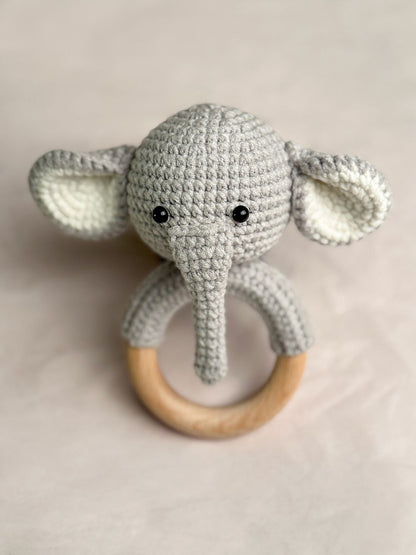 Baby Elephant Crochet Teether/Rattle