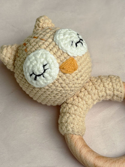 Baby Owl Crochet Teether/Rattle