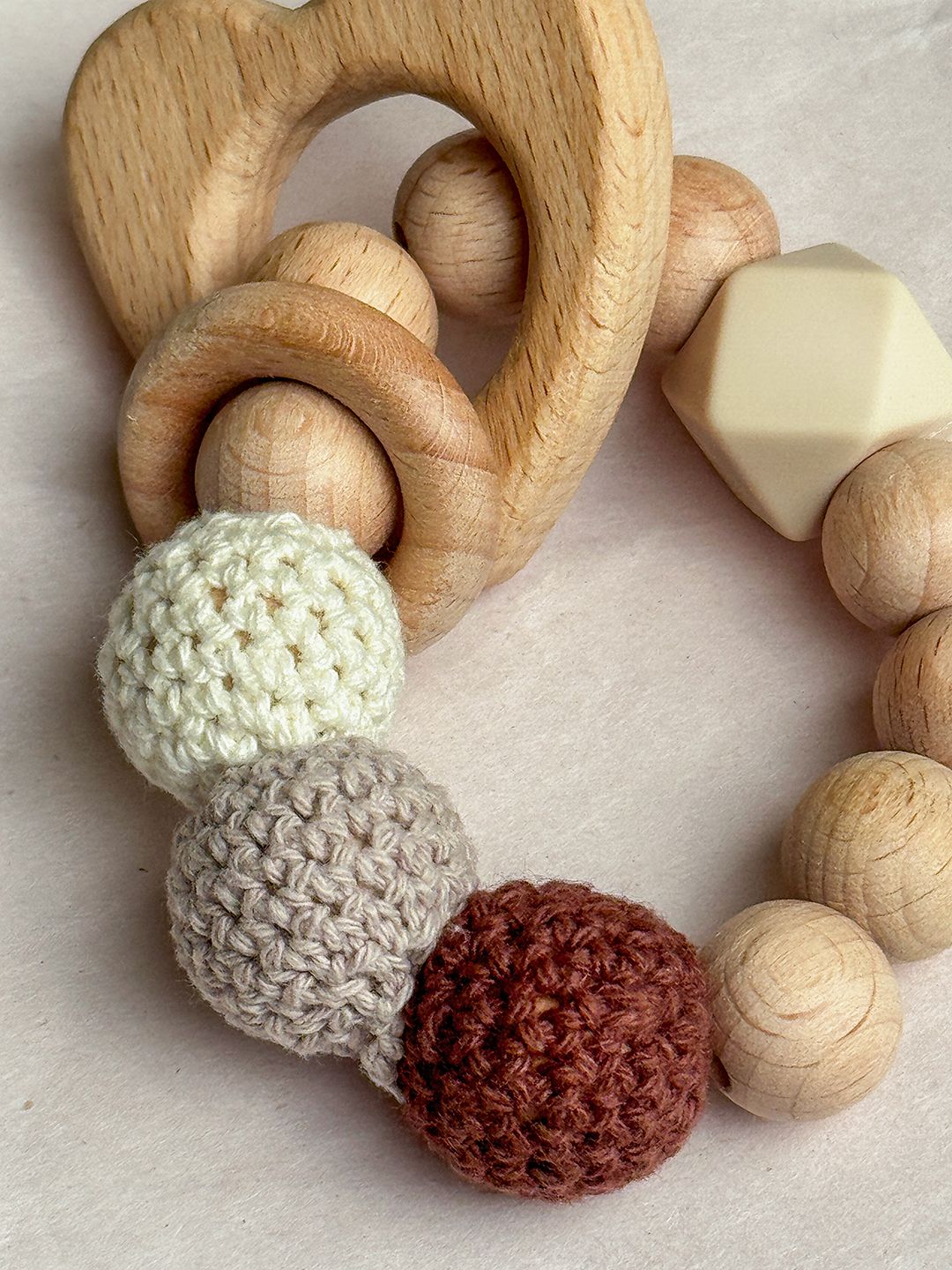 Heart Crochet Wooden Teether