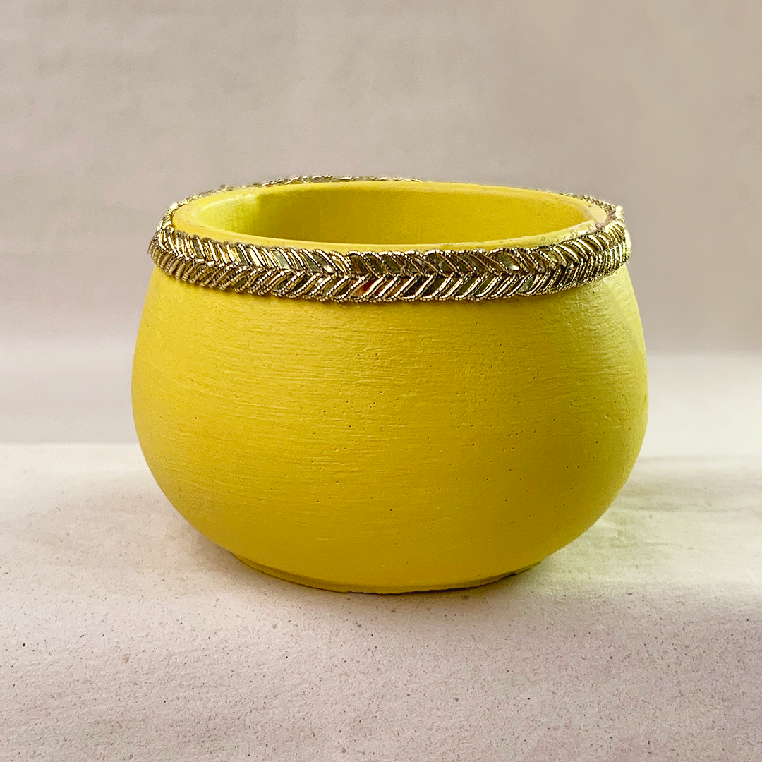 Small Mehndi Container - Vivid Yellow